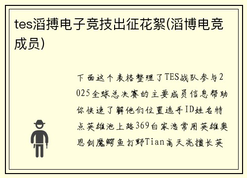 tes滔搏电子竞技出征花絮(滔博电竞成员)